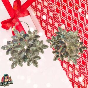 2 Clear Snowflake Christmas Ornaments Pre Owned